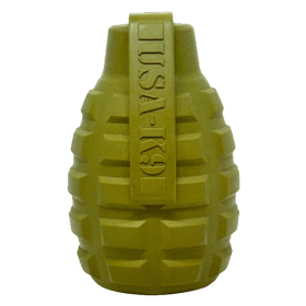 USA-K9 Grenade Shaped eDispenser Durable Dog Chew Toy & Treat Dispenser - Army Green